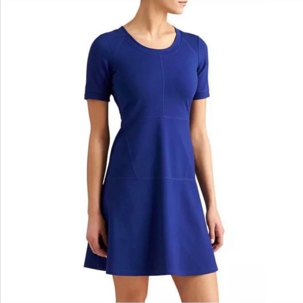 Athleta En Route Fit & Flare Dress Women's Small Petite Blue Athleisure Dainty